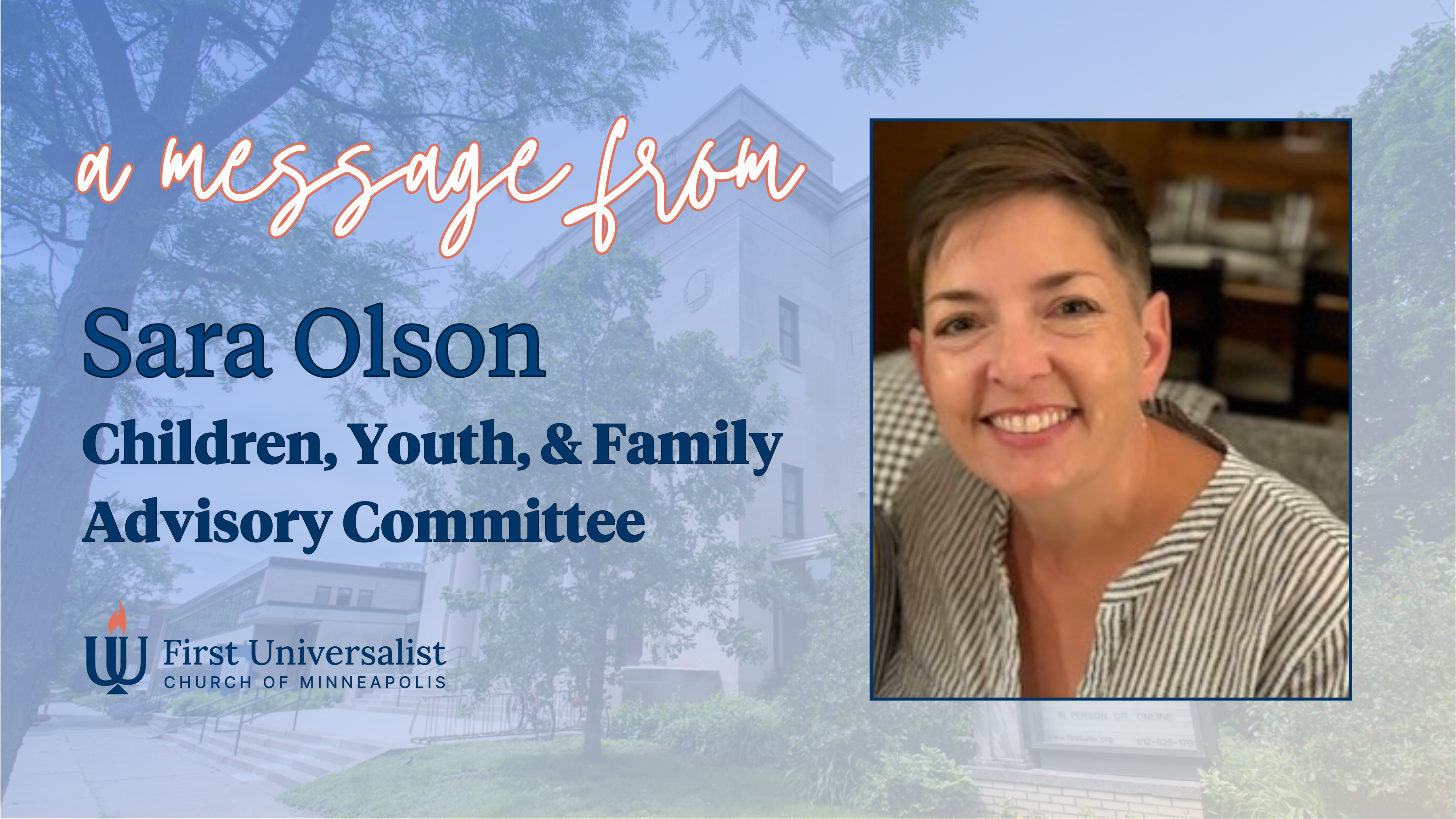 A Message from Sara Olson, Children, Youth & Families Advisory Committee